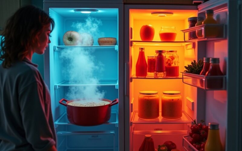 avoid refrigerating hot dishes