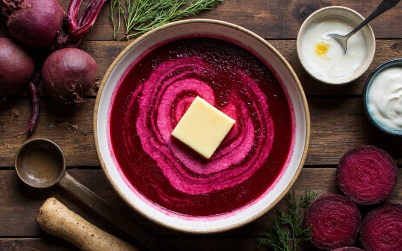 butter enhances borscht flavor