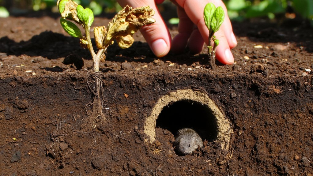 moles disrupt seedling growth