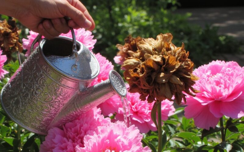 peonies watering rules prevent drying rotting