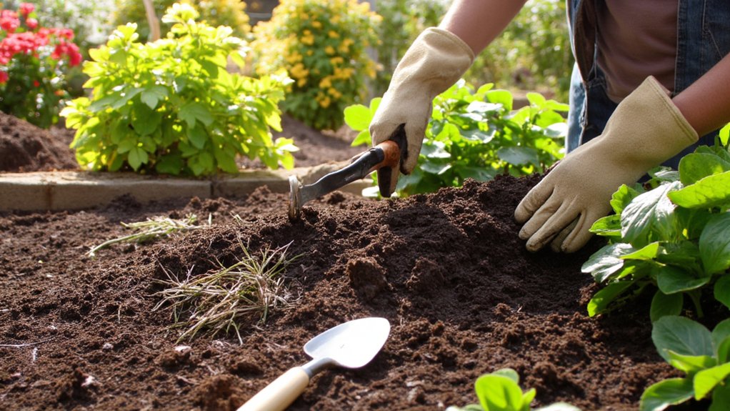 proactive flower bed preparation suppresses weeds