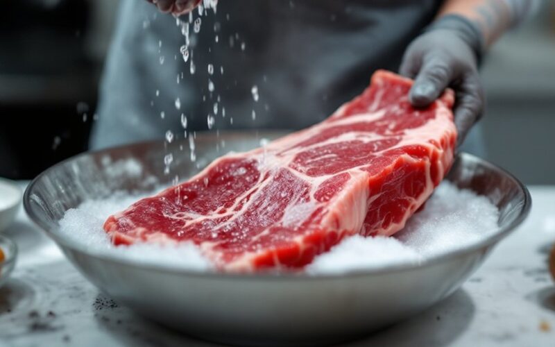 thawing meat in cold water
