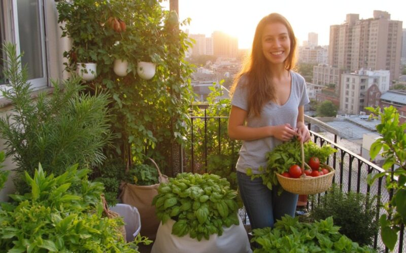 balcony vegetable gardening yield harvest