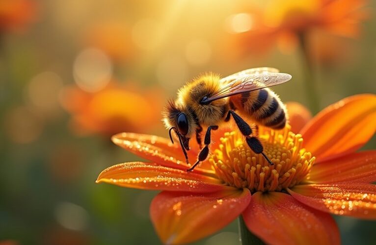 bees pollinate garden flowers yields