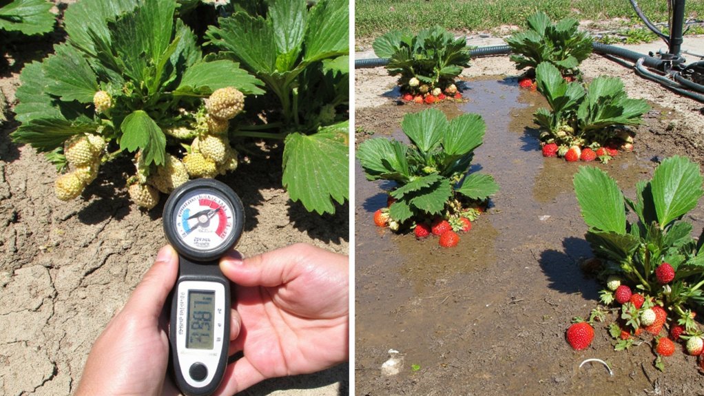 consistent moisture essential for strawberry health
