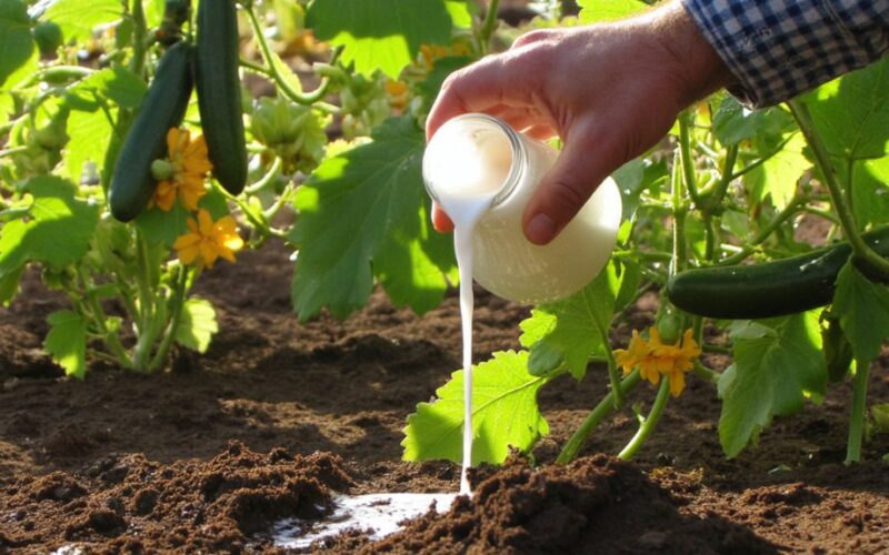 cucumbers thrive with milk fertilizer