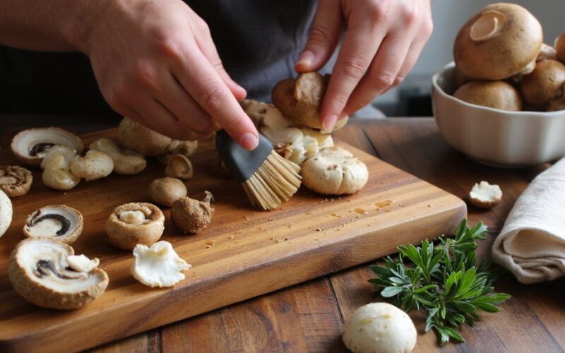 gently clean mushrooms to retain flavor