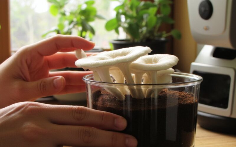 grow mushrooms from coffee grounds