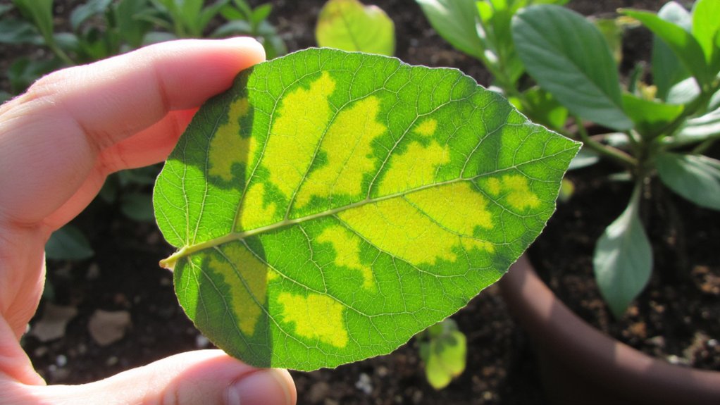 iron deficiency causes leaf yellowing