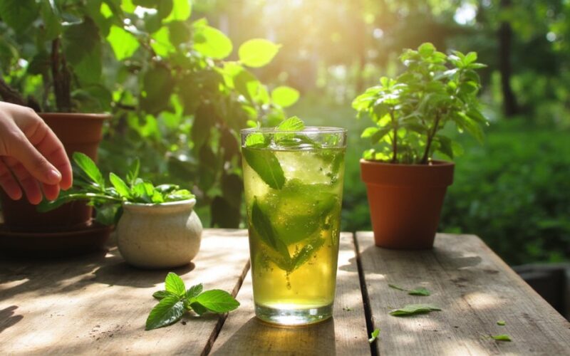 refreshing garden fresh green tea mint