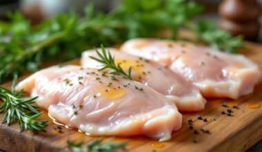 selecting fresh healthy chicken fillets