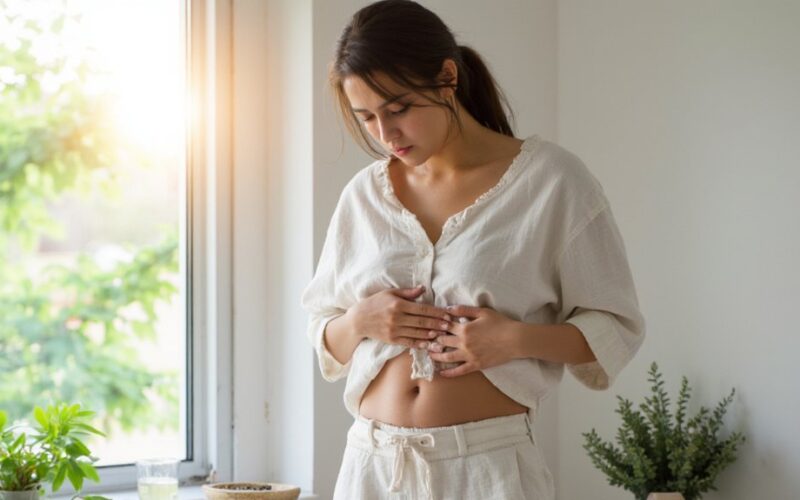 stomach bloating due to heat