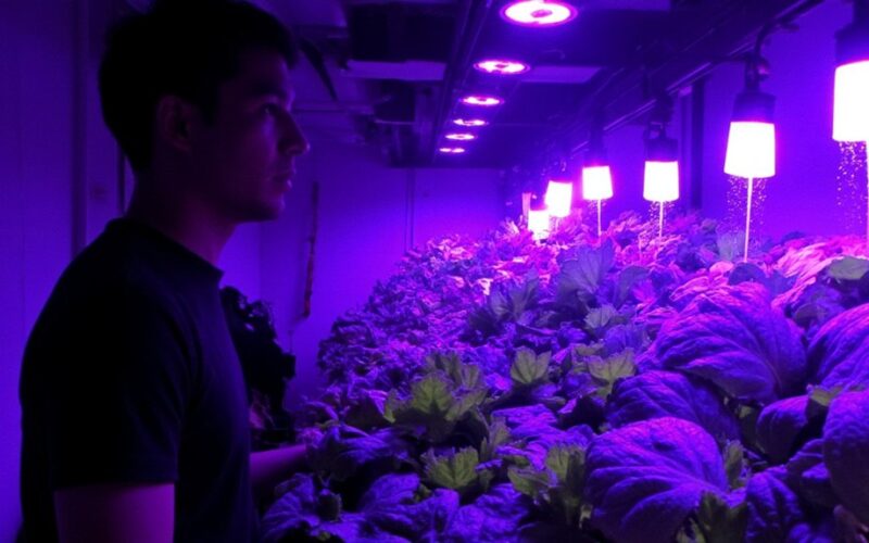 vegetable cultivation under led light