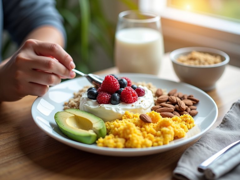 protein rich breakfast sustains energy satiety
