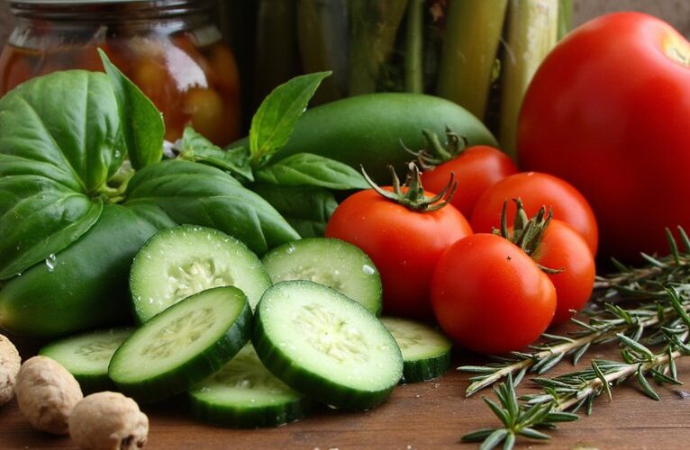 canning cucumbers and tomatoes