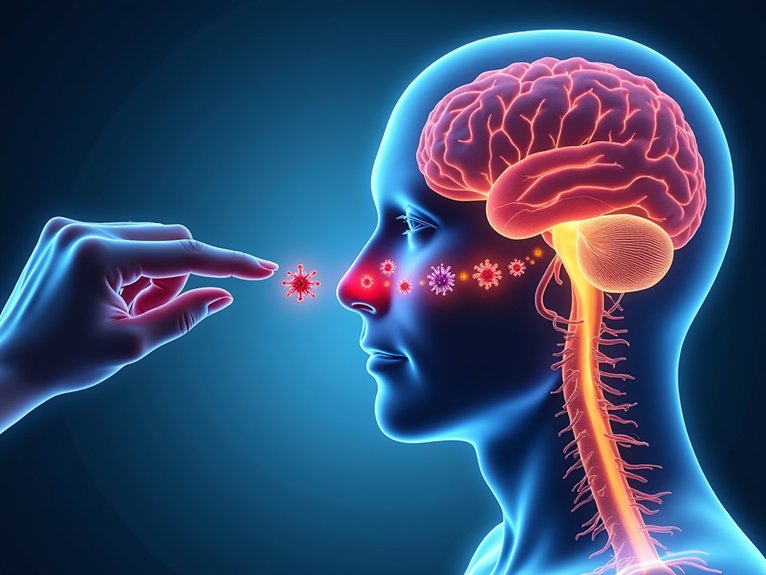 pathogens exploit olfactory neurological pathway
