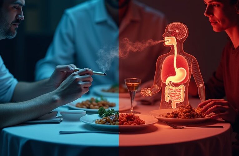 smoking worsens digestive processes postmeal