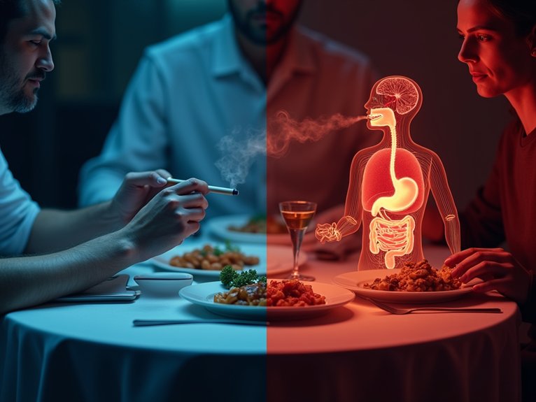 smoking worsens digestive processes postmeal