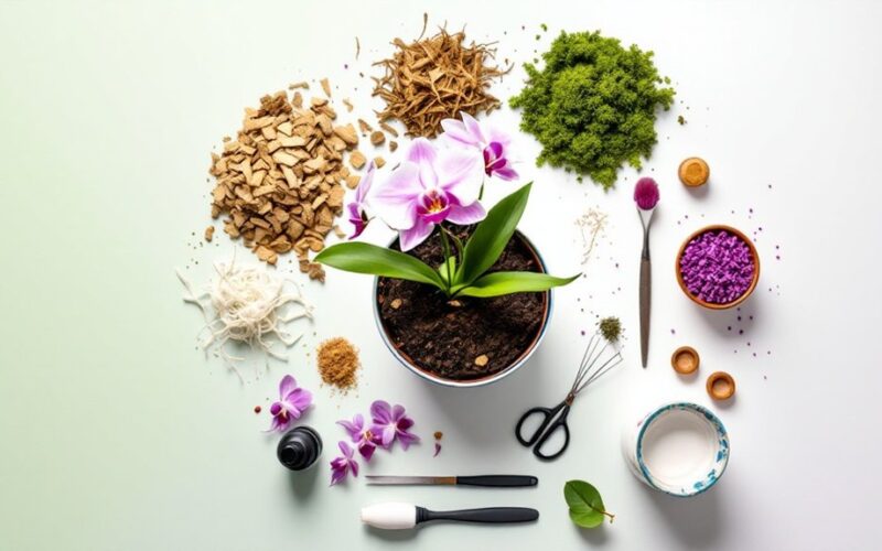 repotting orchid into new pot