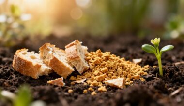 bread crusts turned flower fertilizer