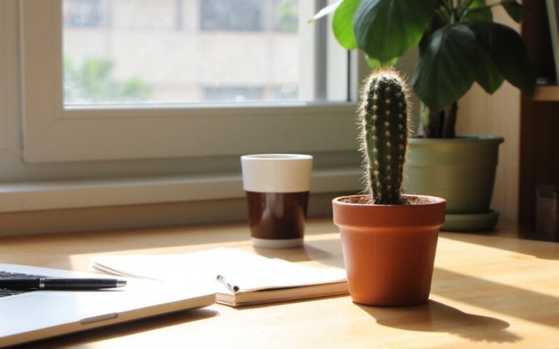 cactus near workspace relieved headaches