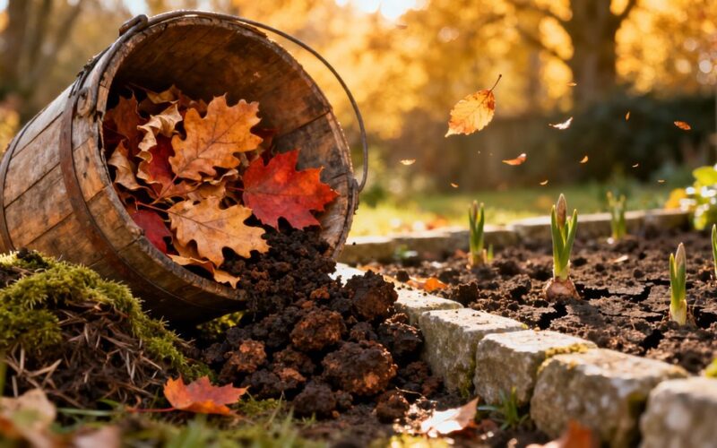 composting autumn leaves into blackearth