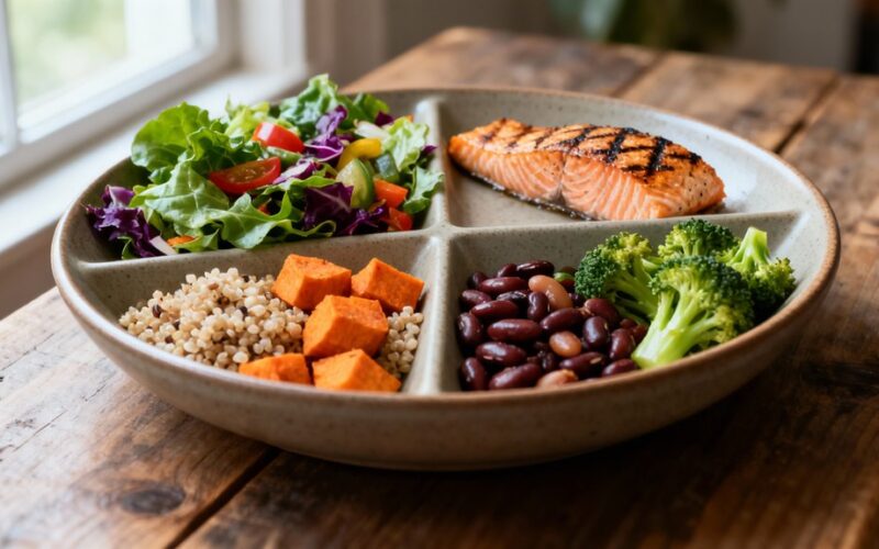 eat for longevity balanced plate