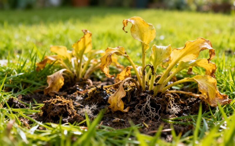 fresh grass mulch kills plants