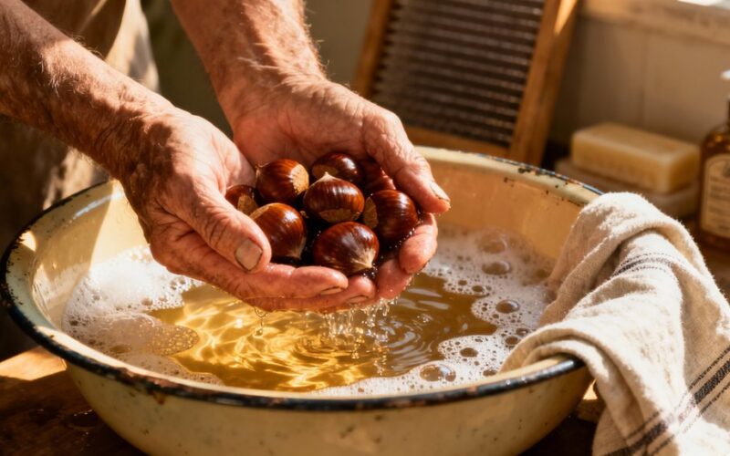 washing clothes with chestnuts