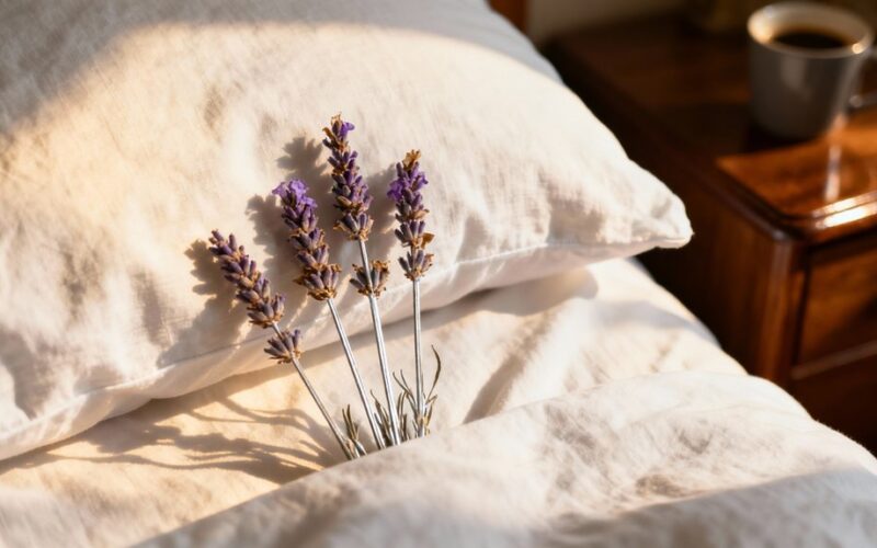 dried lavender sprigs under pillow