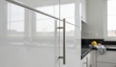 glossy cabinets show grease