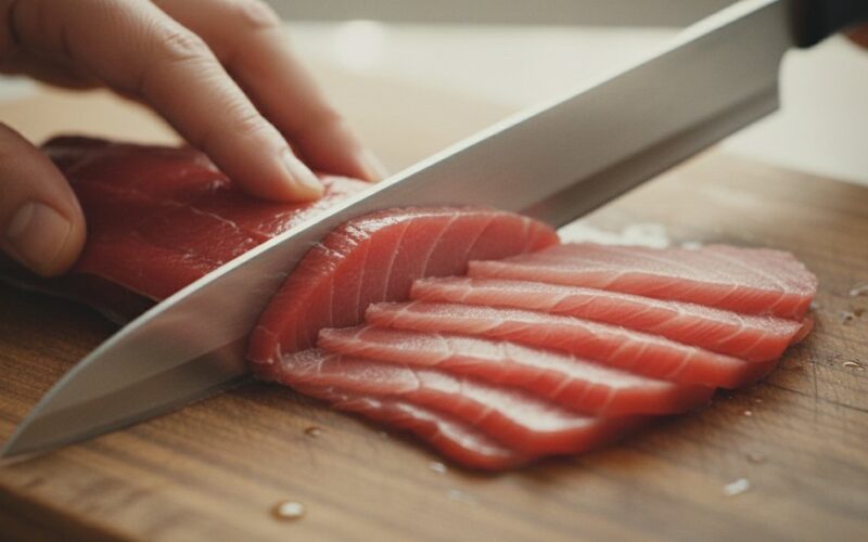 japanese style thin fish slicing