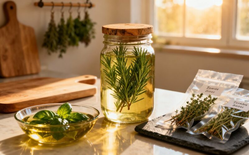 store fresh herbs in oil