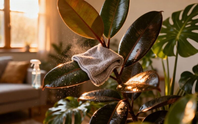 wipe leaves to breathe