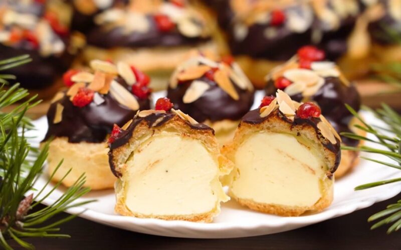 choux pastries with cream