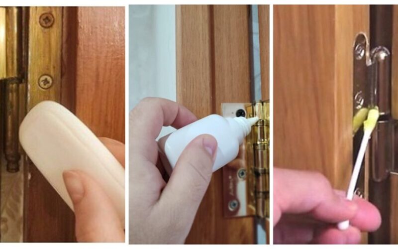 old school carpenter fixes hinge