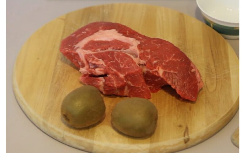 rub cheap meat with fruit