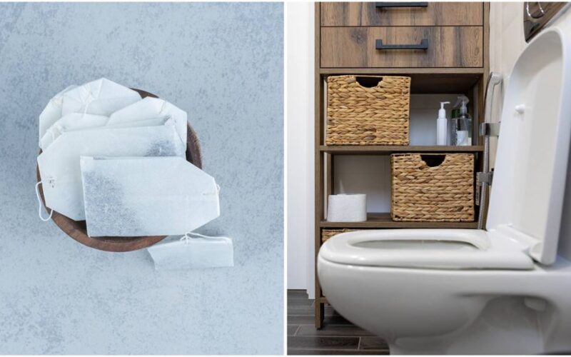 tea bag in toilet