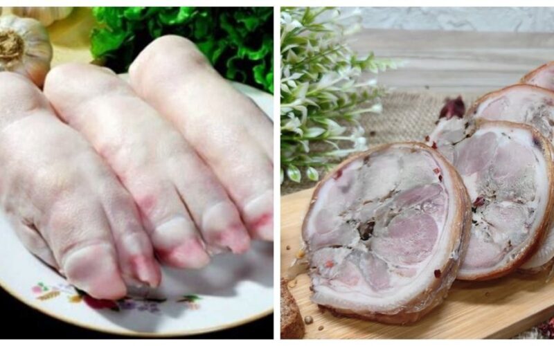 kiaulių kojelės naudojamos delikatesams