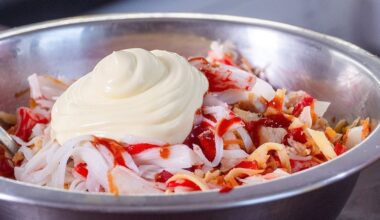 vivid red crab salad