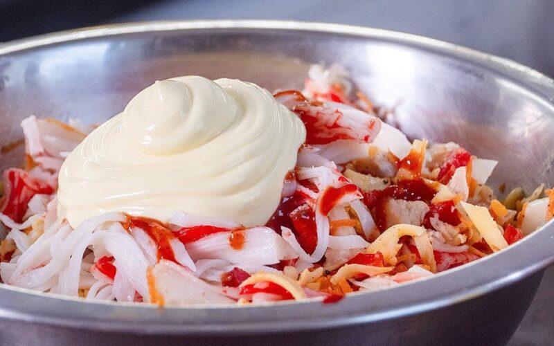 vivid red crab salad