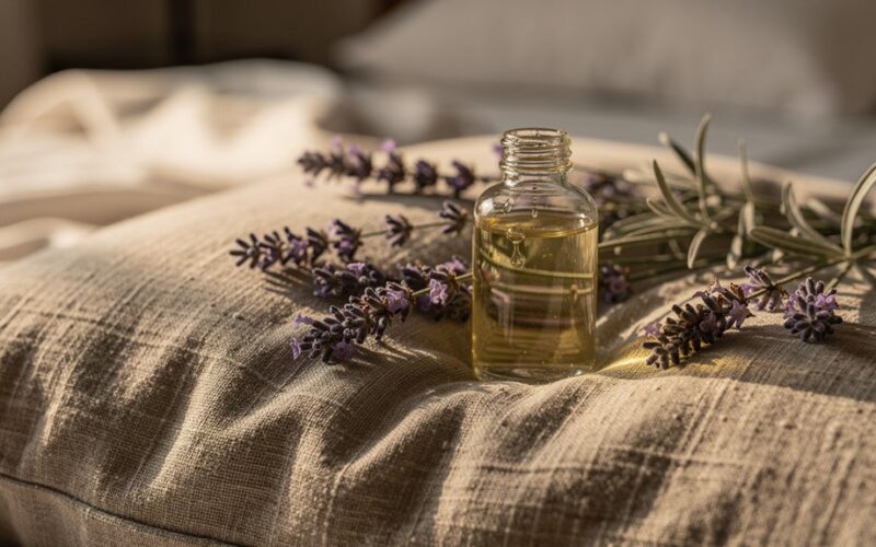 levandų aliejus ant pagalvės