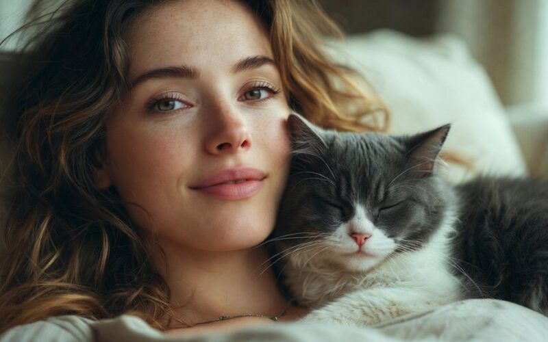 mano katė miega ant manęs