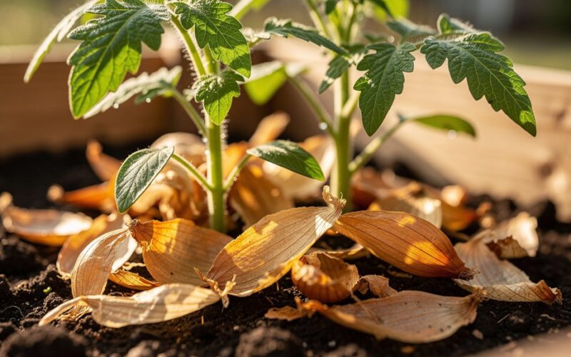 svogūnų žievelių dirvožemio priedas