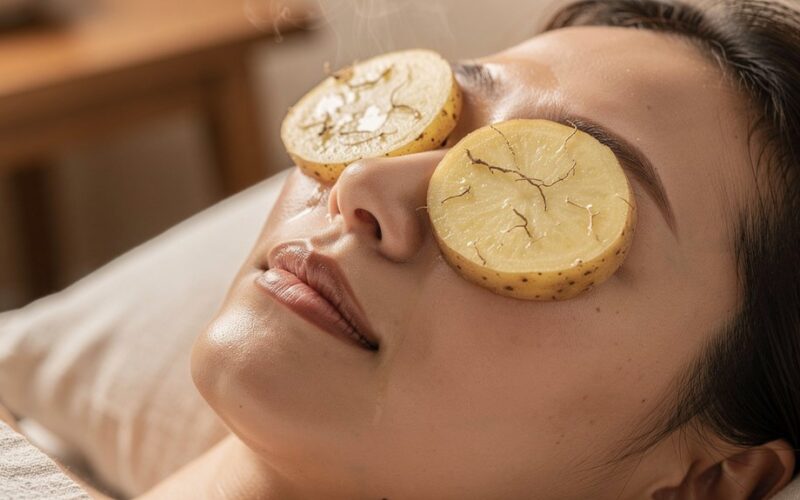 bulvių griežinėliai sumažina akių tinimą