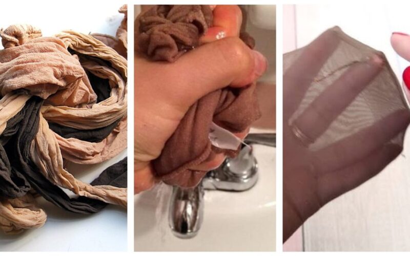 pernaudoti suplėšytas nailonines kojines dviem būdais