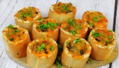 bagetė, pripildyta auksinių grybų