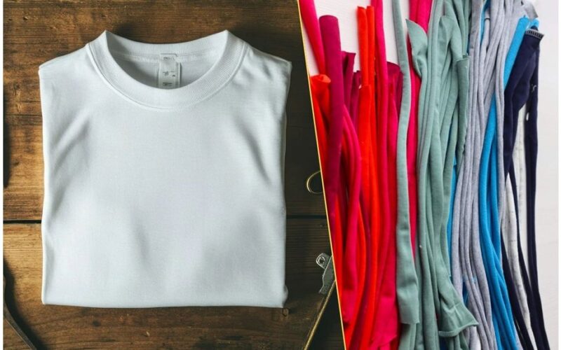 senų marškinių pjovimas juostelėmis