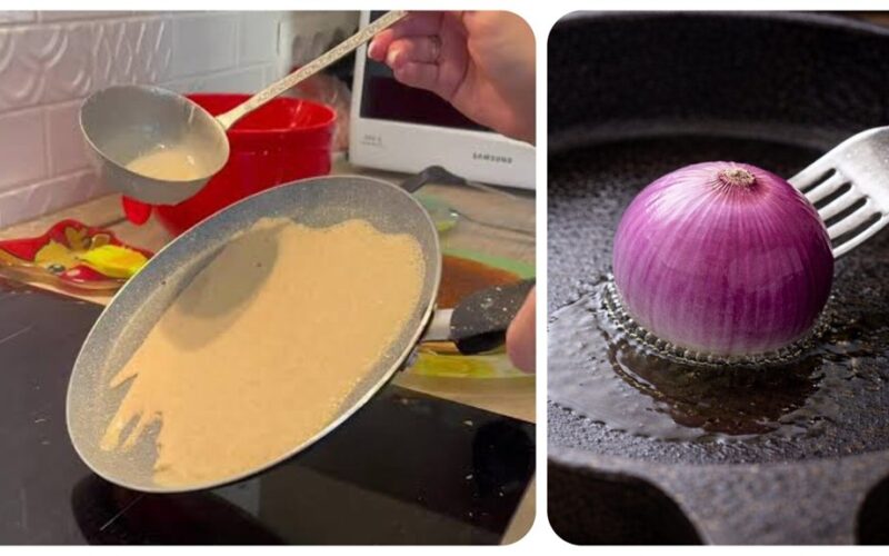 kepimo keptuvė įtrinta svogūnu