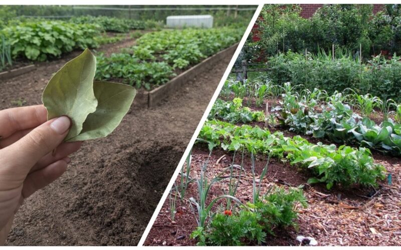 močiutė paslėpė laurų lapą sode